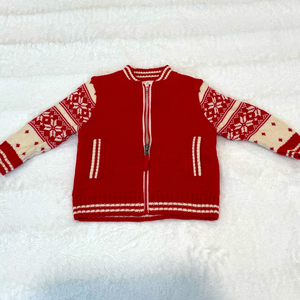 Hanna Andersson fleece lined zipper sweater—size 80 (18-24m)